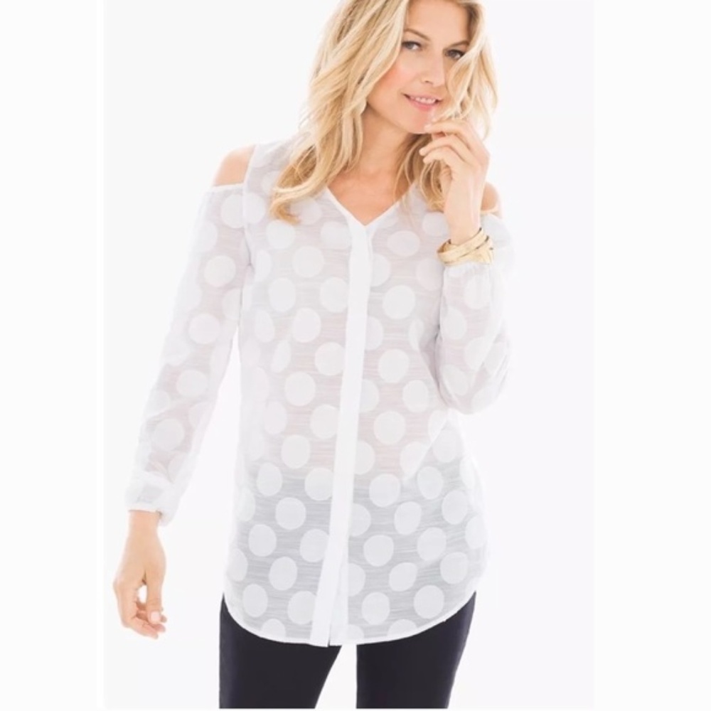 Textured polka dot cold shoulder blouse 0 / S